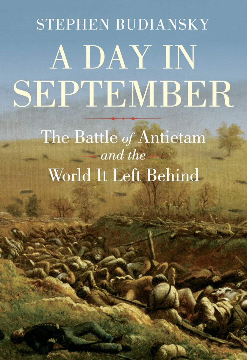 A book cover featuring an illustration of soldiers lying in a large ditch.