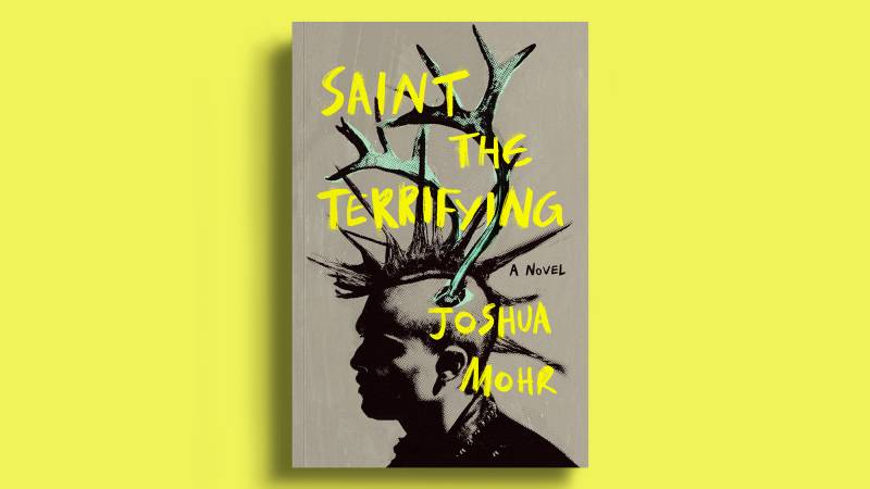 book cover with title and image of punk man with mohawk and antlers