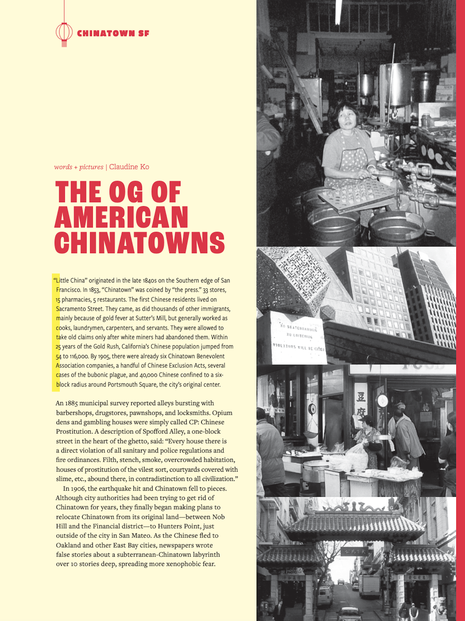 The page of a magazine headlined 'The OG of American Chinatowns.’