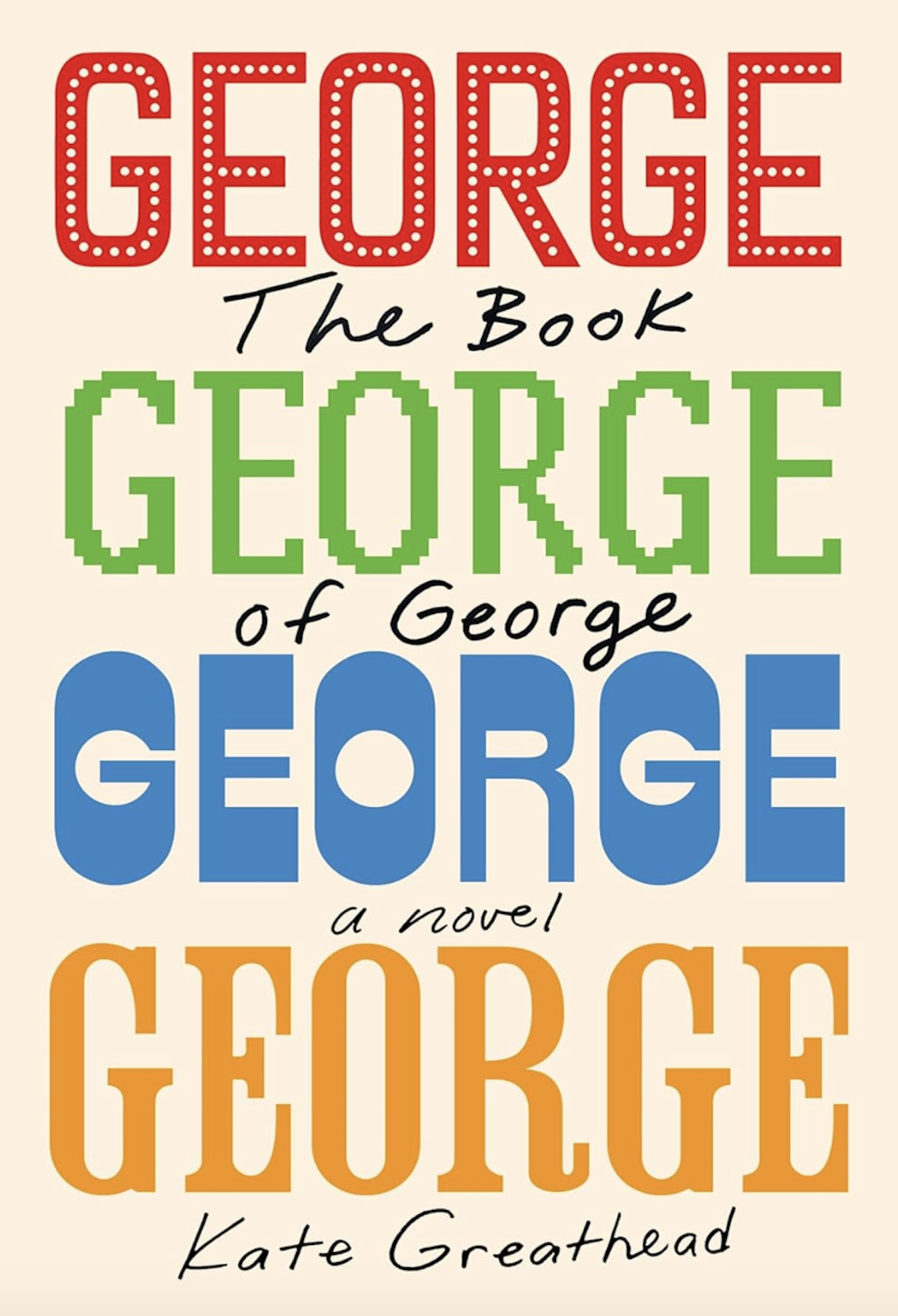 A book cover with the word George written on it four tines.