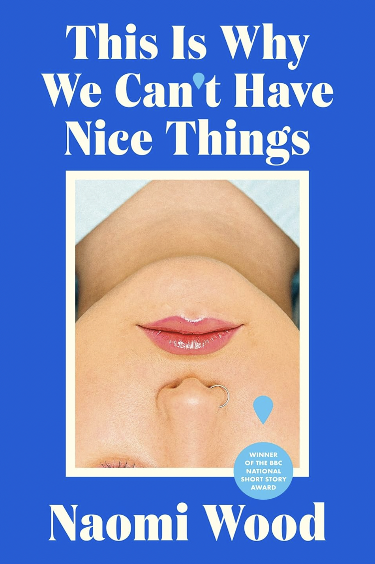 A book cover showing an illustration of a woman's face upside down. Only the nose, mouth and neck are visible.