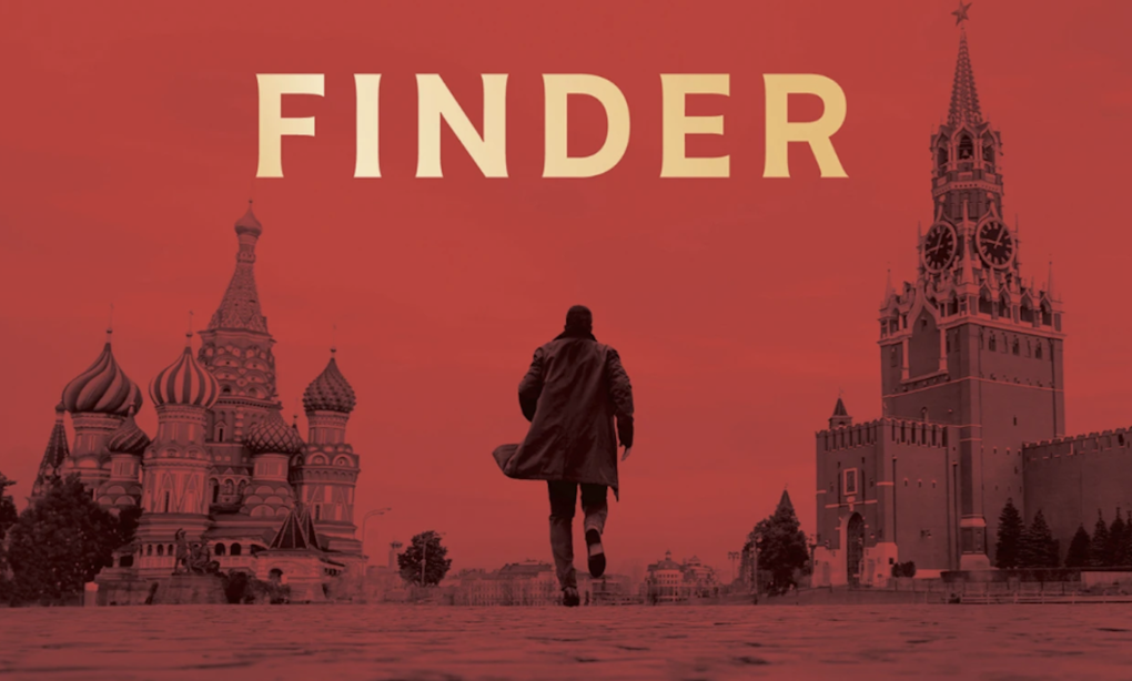 A red book cover depicts the silhouette of a man running through Russia's Red Square.