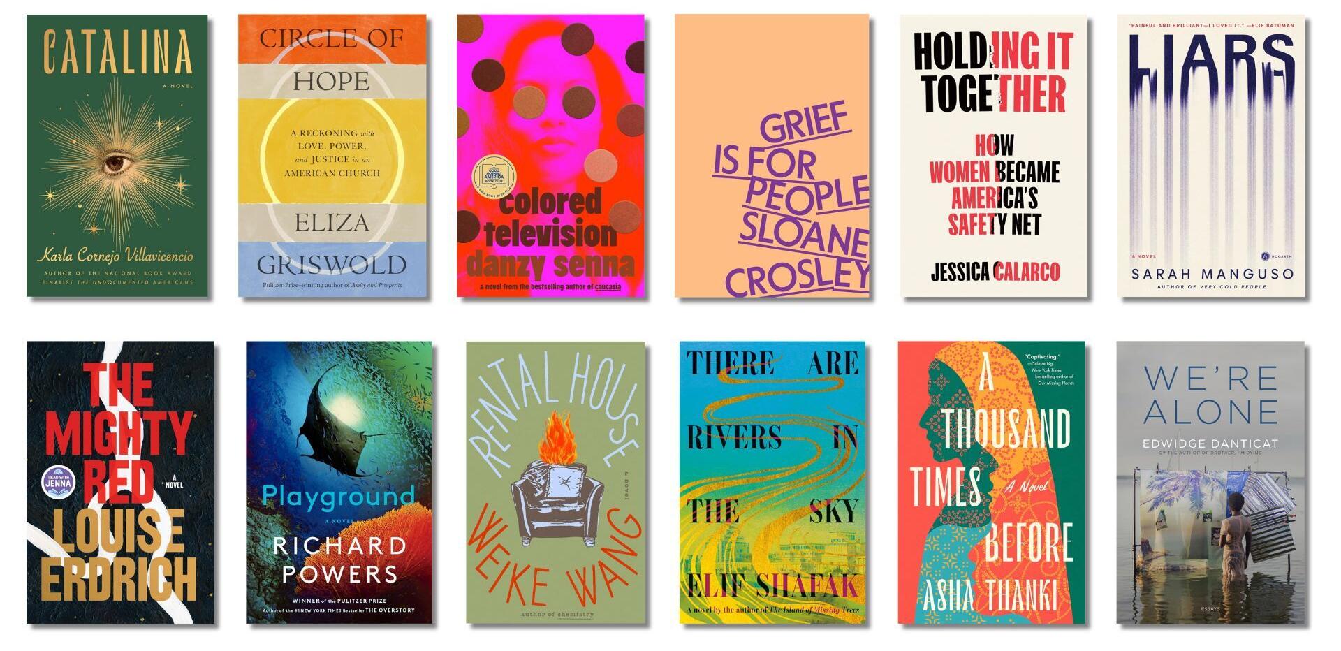 12 colorful book covers laid out in two neat rows of 6.