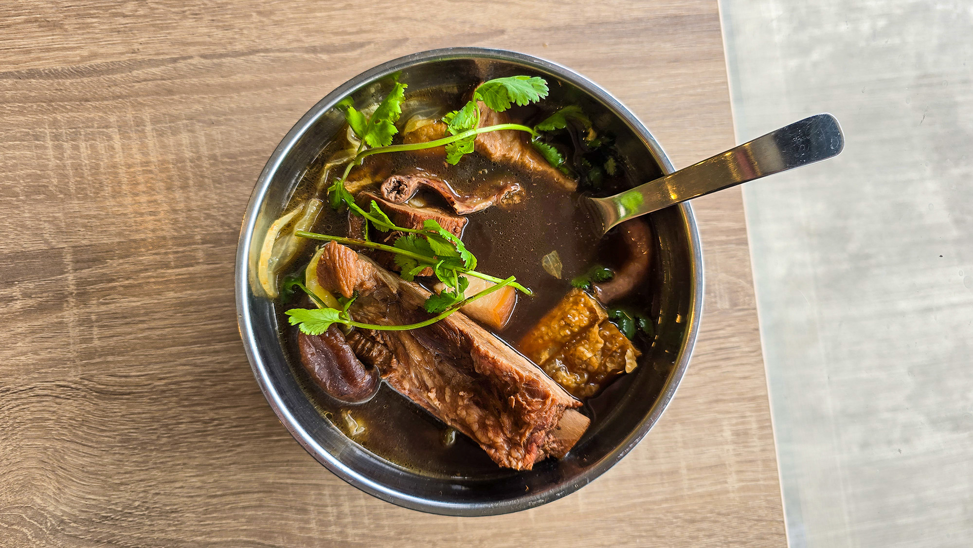 A bowl of pork rib soup.