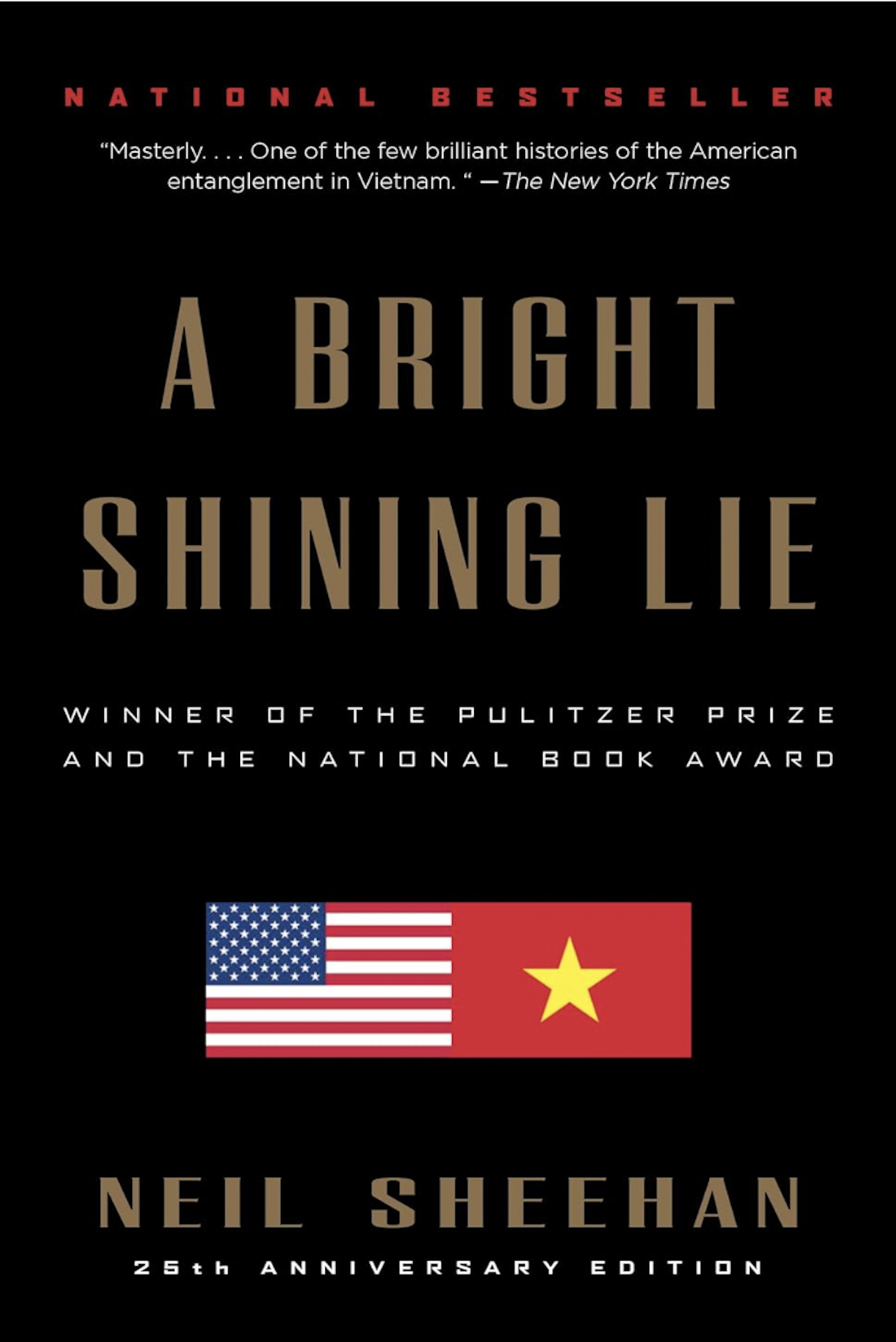 A black book cover featuring the American and Vietnamese flags.