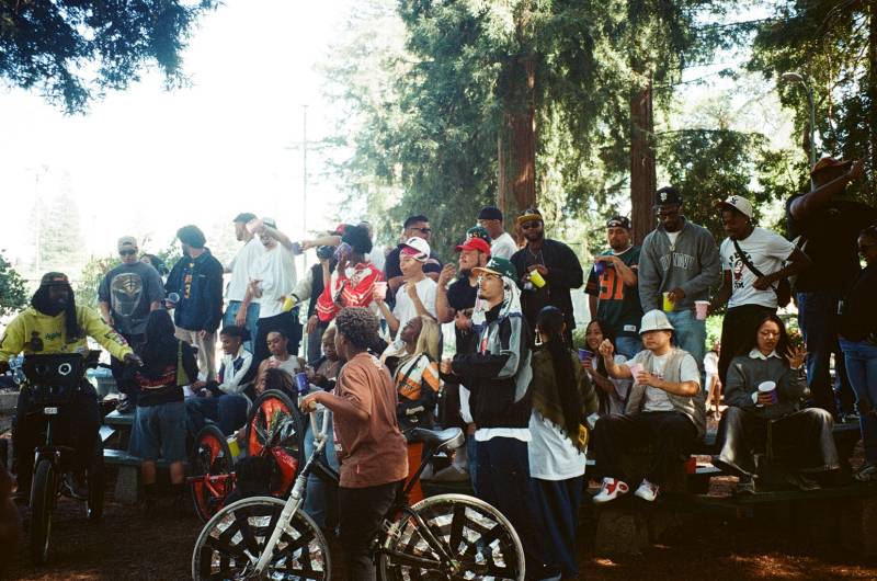 People gathered at a park