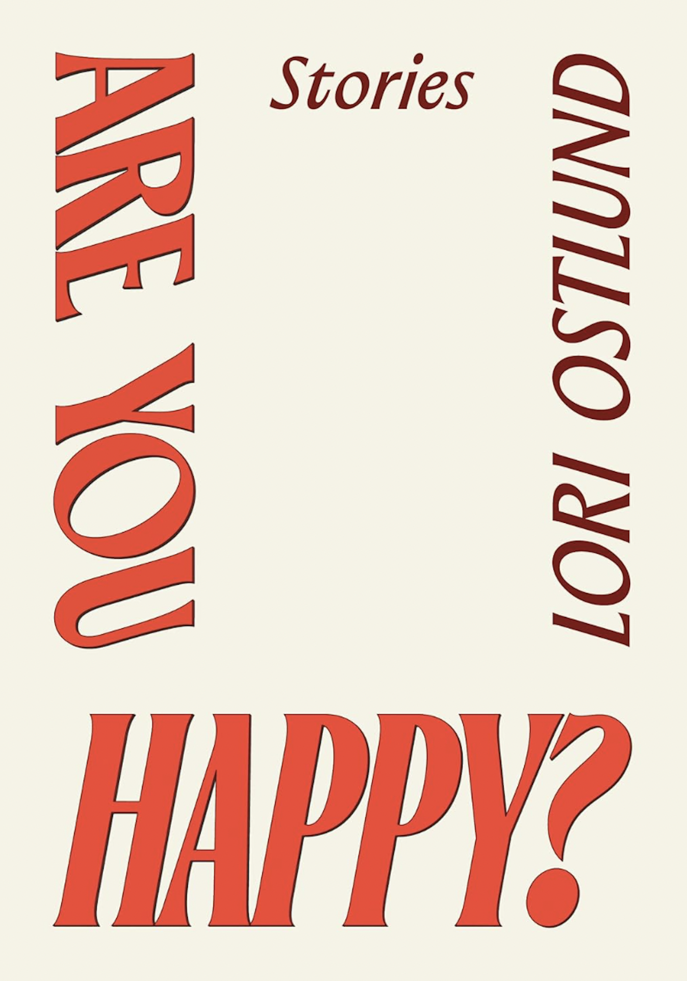 A cream-colored book cover with red writing on it.