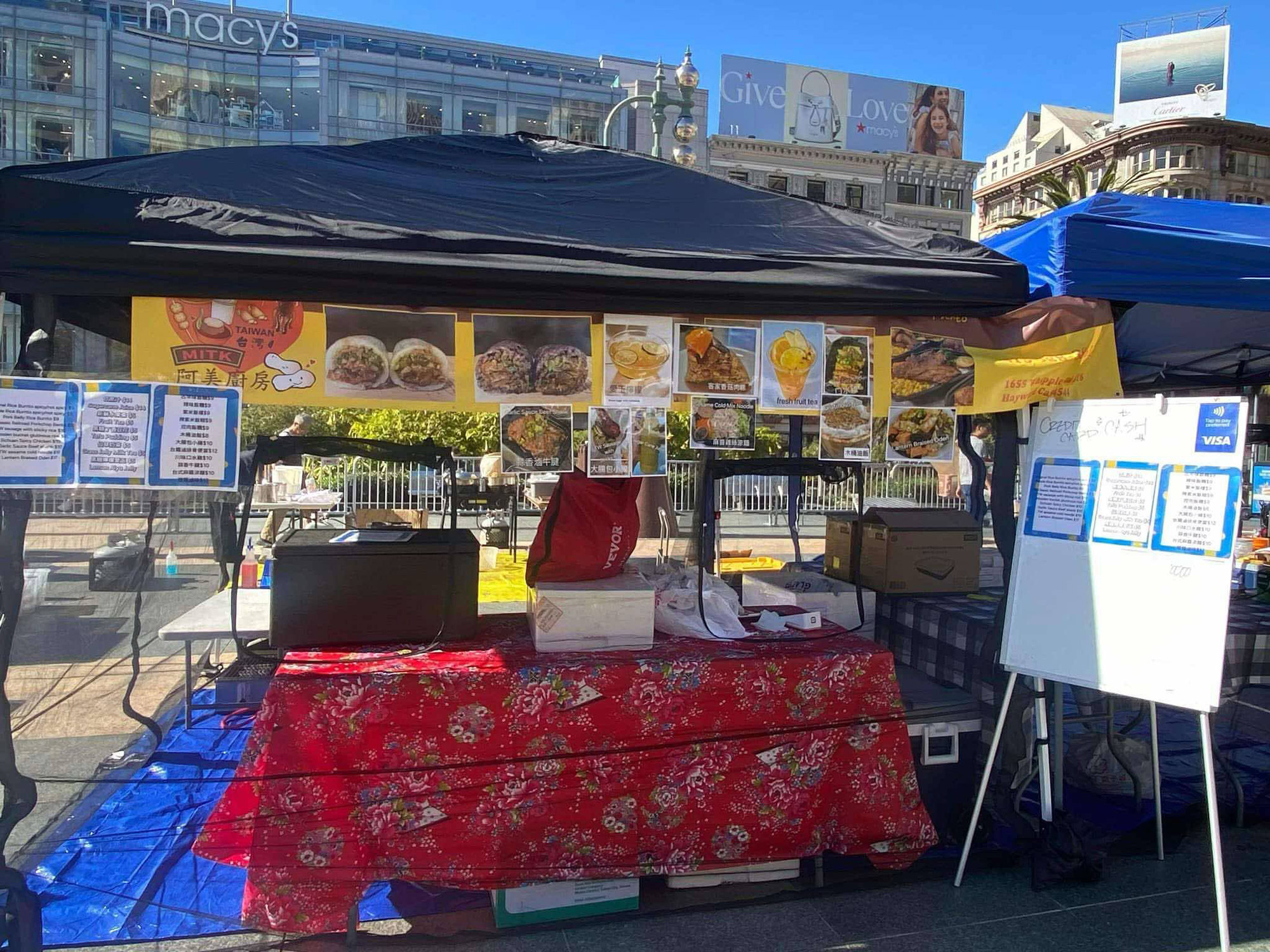 Food stall at a food festival in Union Square, San Francisco.