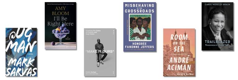 Six book covers laid out in two staggered lines of three.