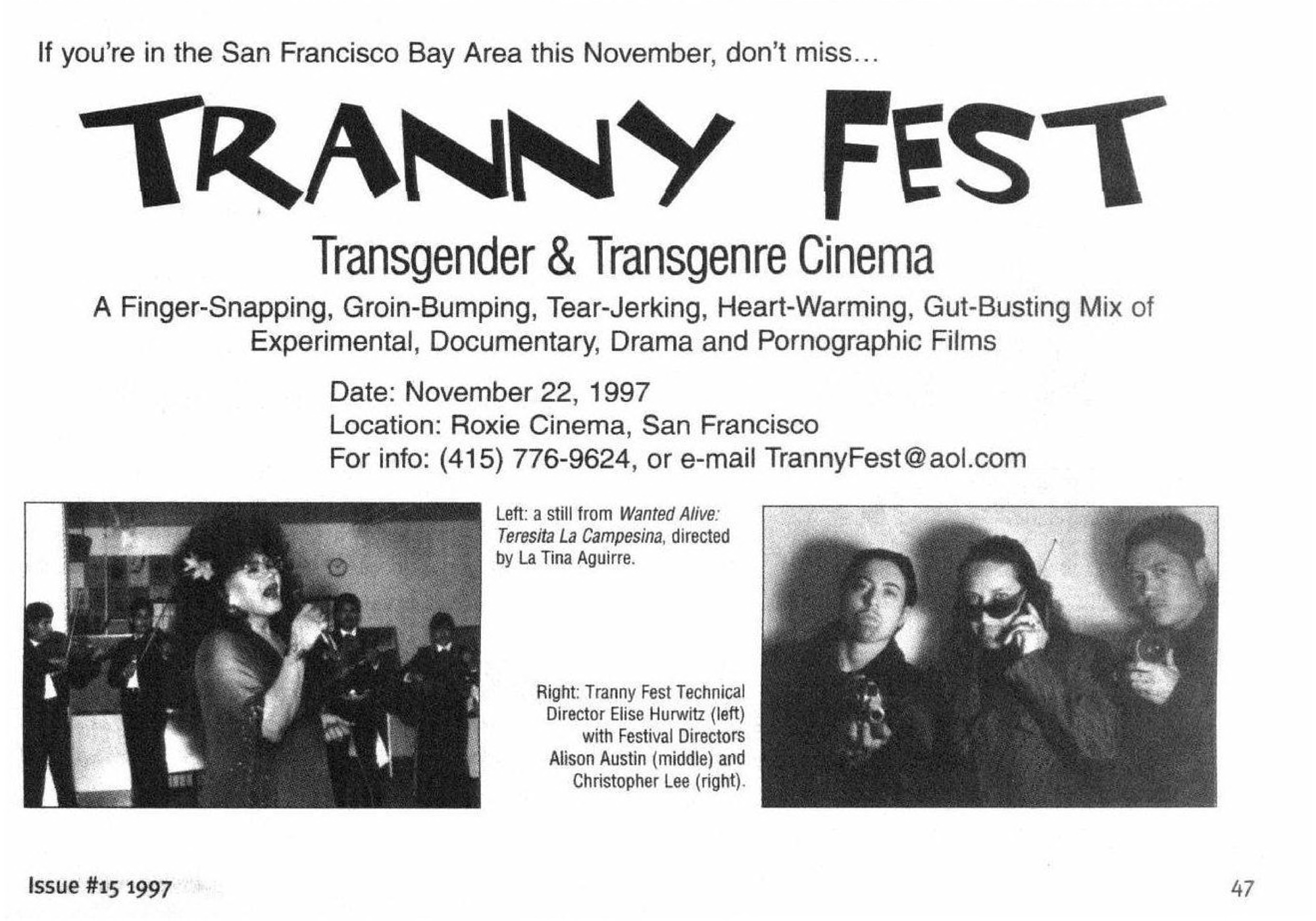 print ad with images and event details