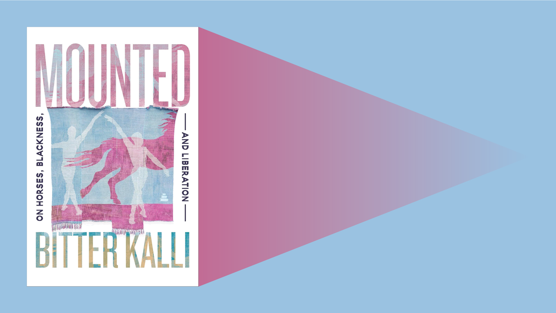 book cover on blue background with fading triangle of pink