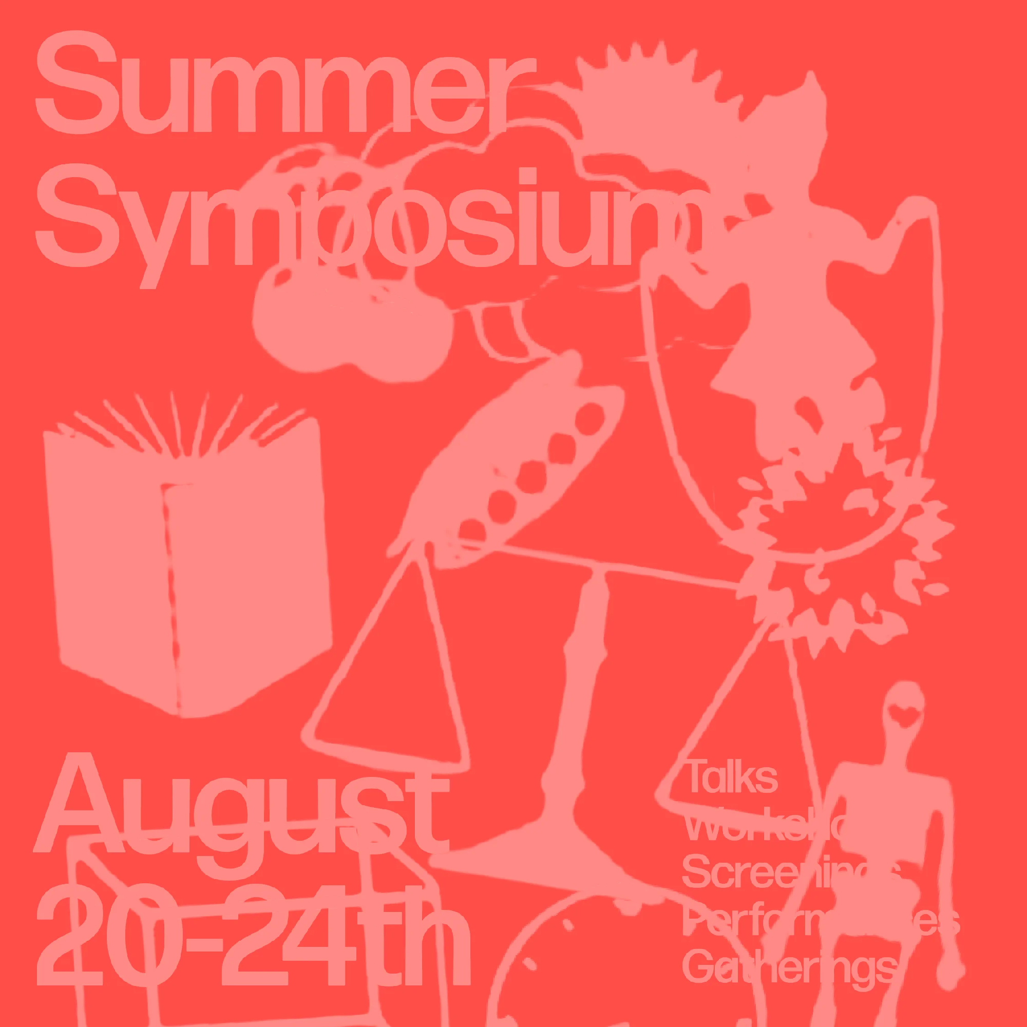 pink on red graphic with name and date of event