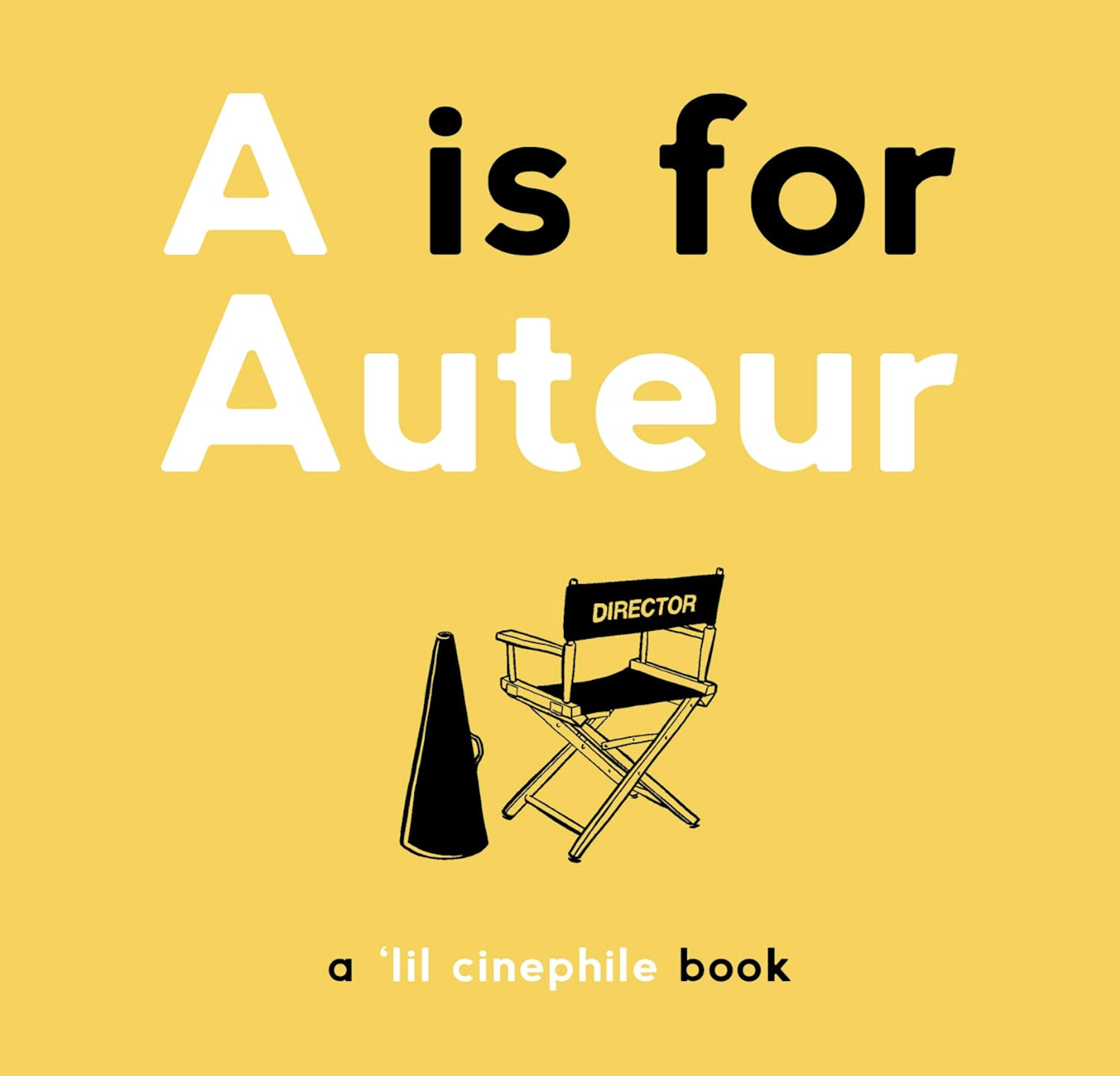 A square yellow book cover featuring an illustration of a directors chair and accessories.