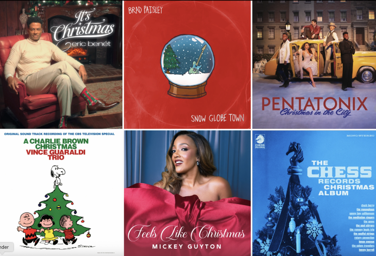 Six festive album covers arranged in two rows of three.
