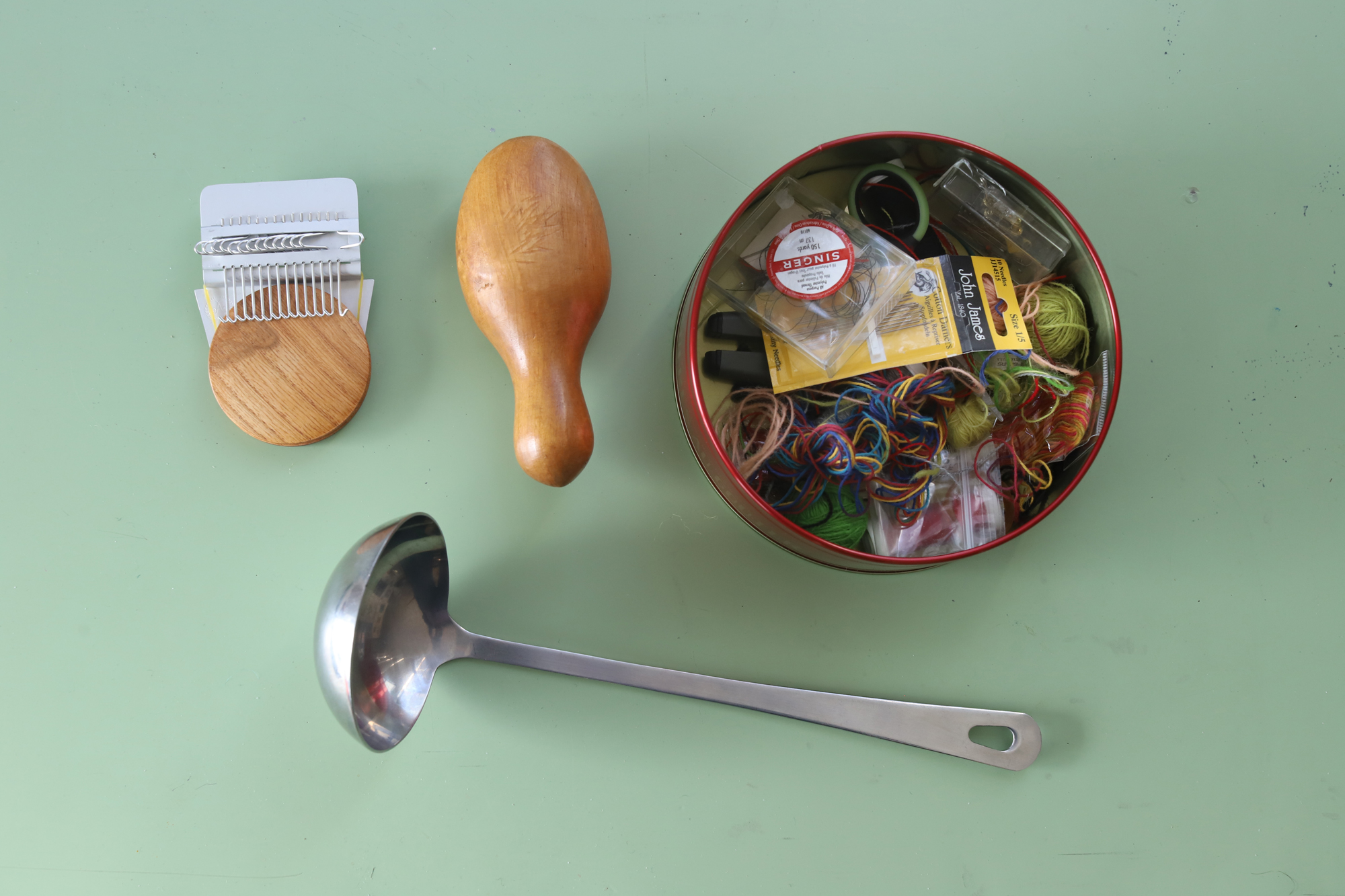 objects on green desktop