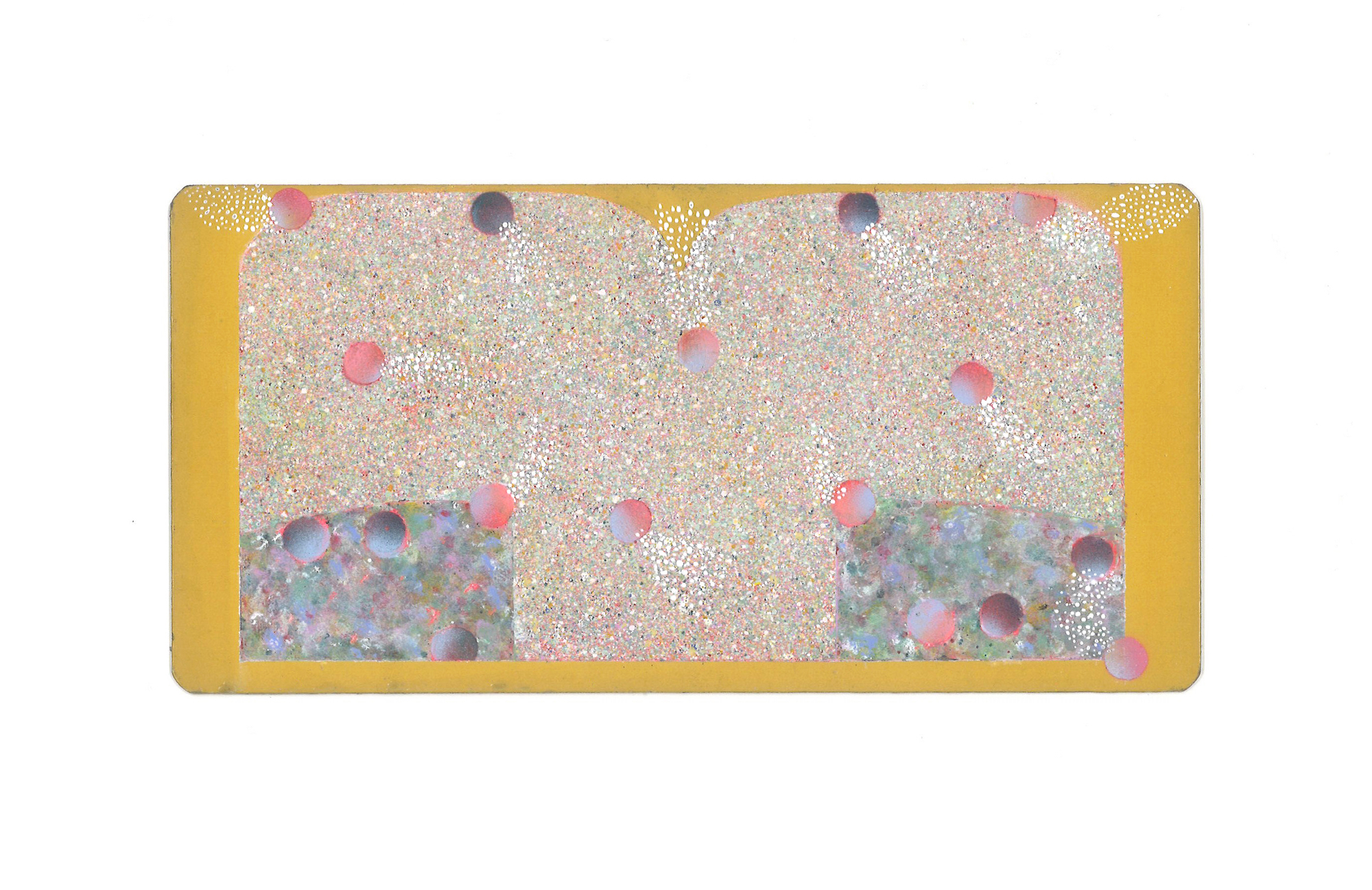 wide rectangular golden paper with delicate painted dots