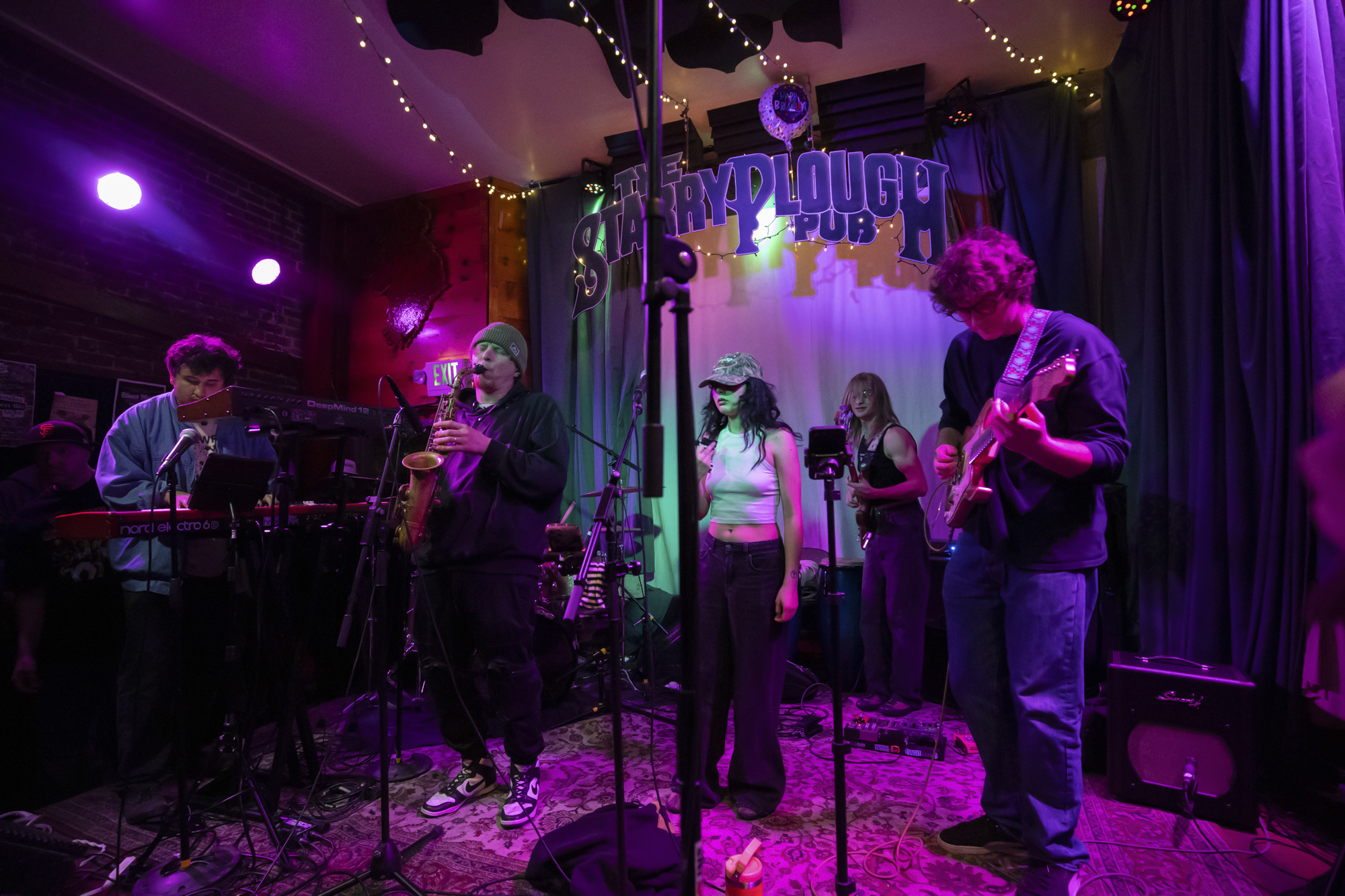 Stu Crew perform at a jam session in honor of Anthony &lsquo;Anthony Ant&rsquo; Anderson at The Starry Plough Pub in Berkeley, California on Thursday, Feb. 12, 2026. 