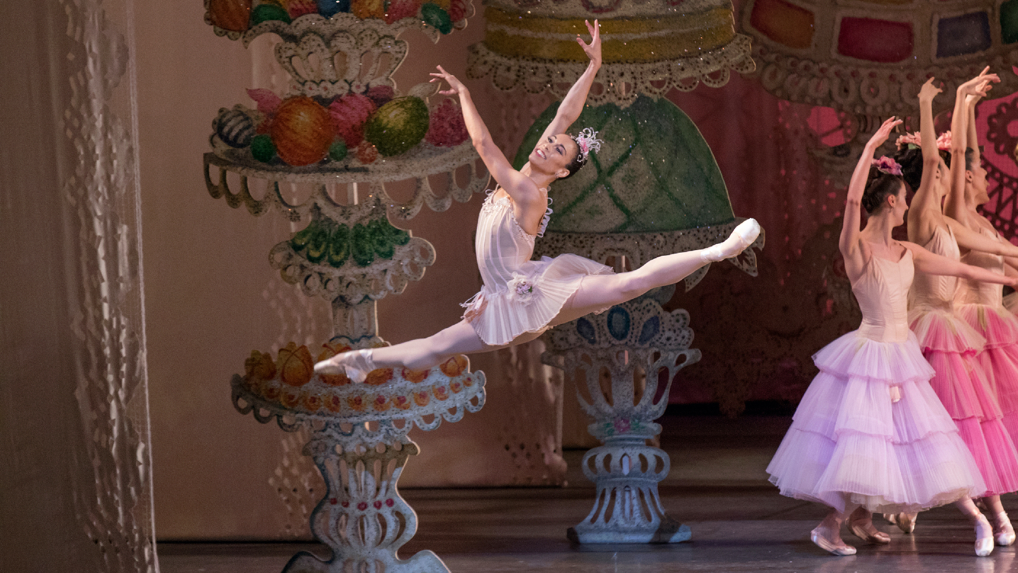 ballerina leaps gracefully