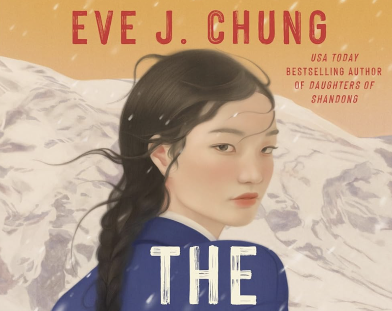 A book cover featuring an illustration of a young Korean woman wearing a blue jacket, glancing over her shoulder, her long black hair tied in a braid.