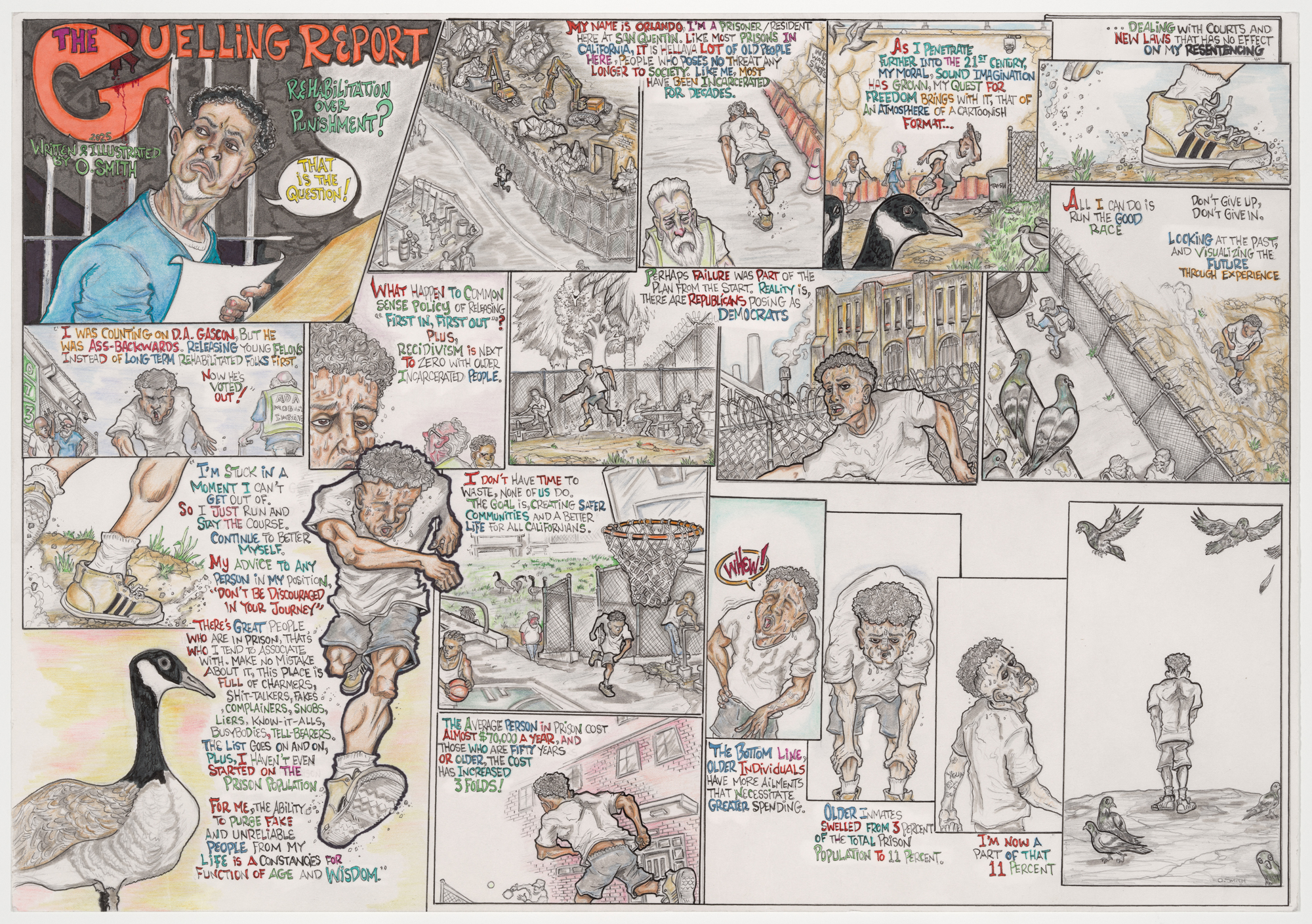 detailed comic about aging in prison