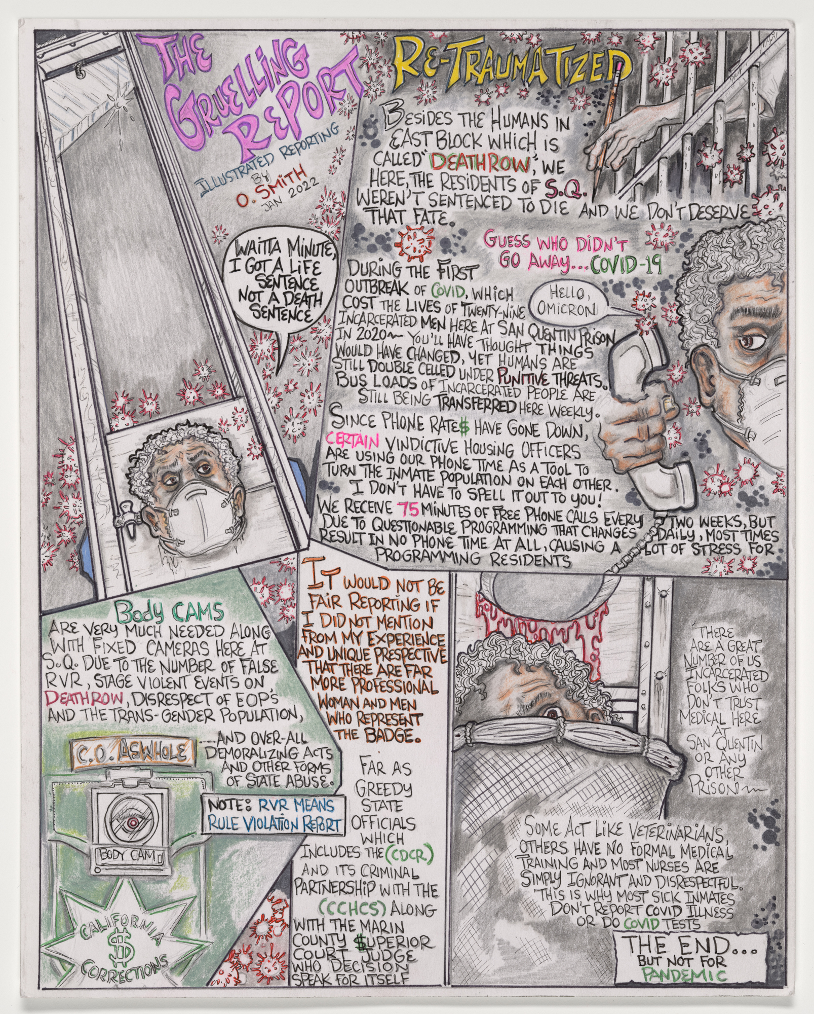 detailed comic about COVID-19 pandemic in prison