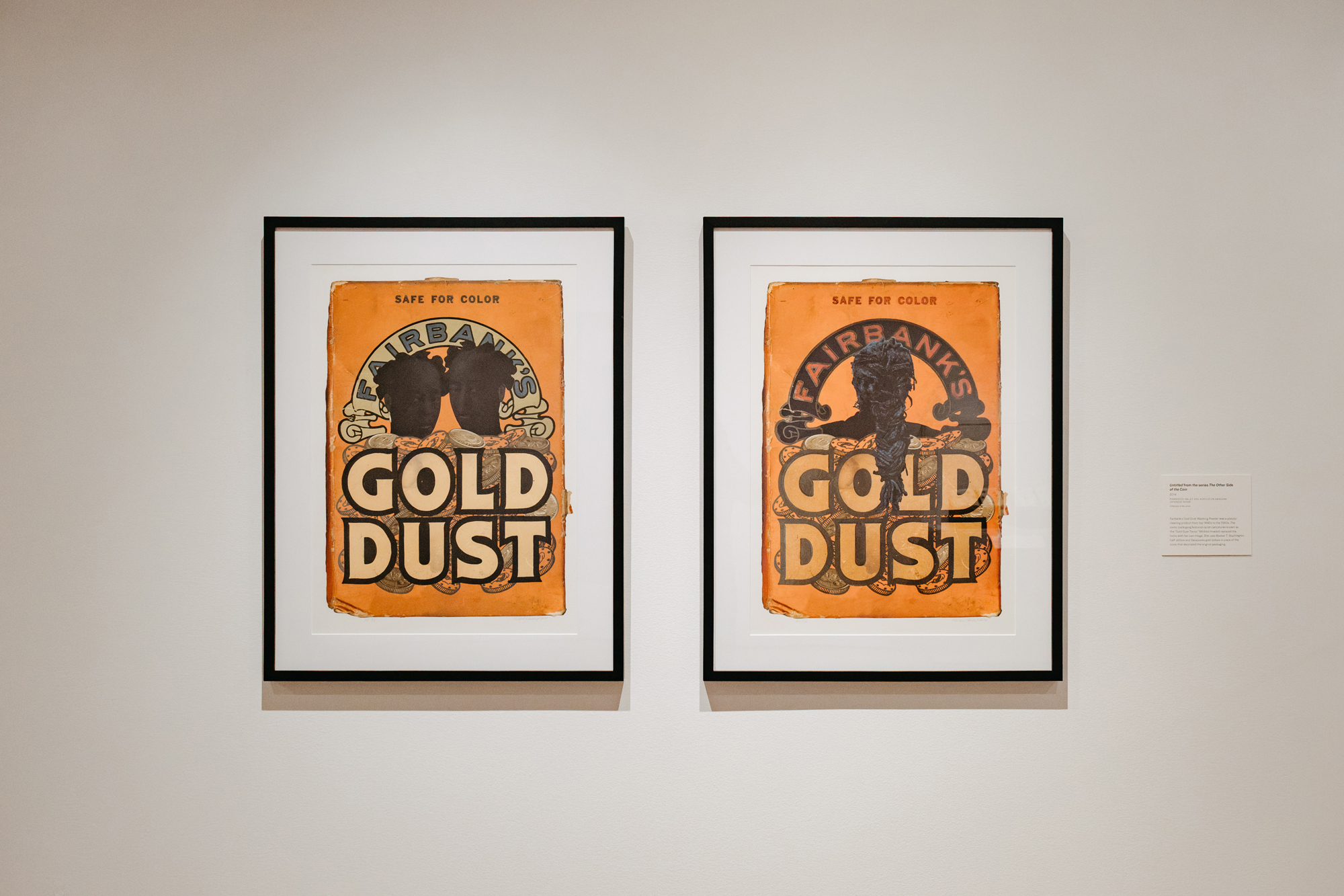 two framed prints featuring augmented ads for Fairbank's Gold Dust