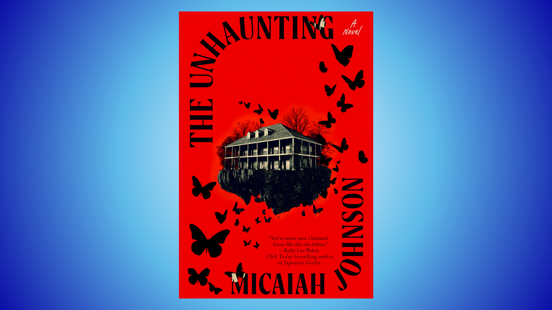 book cover on gradient background