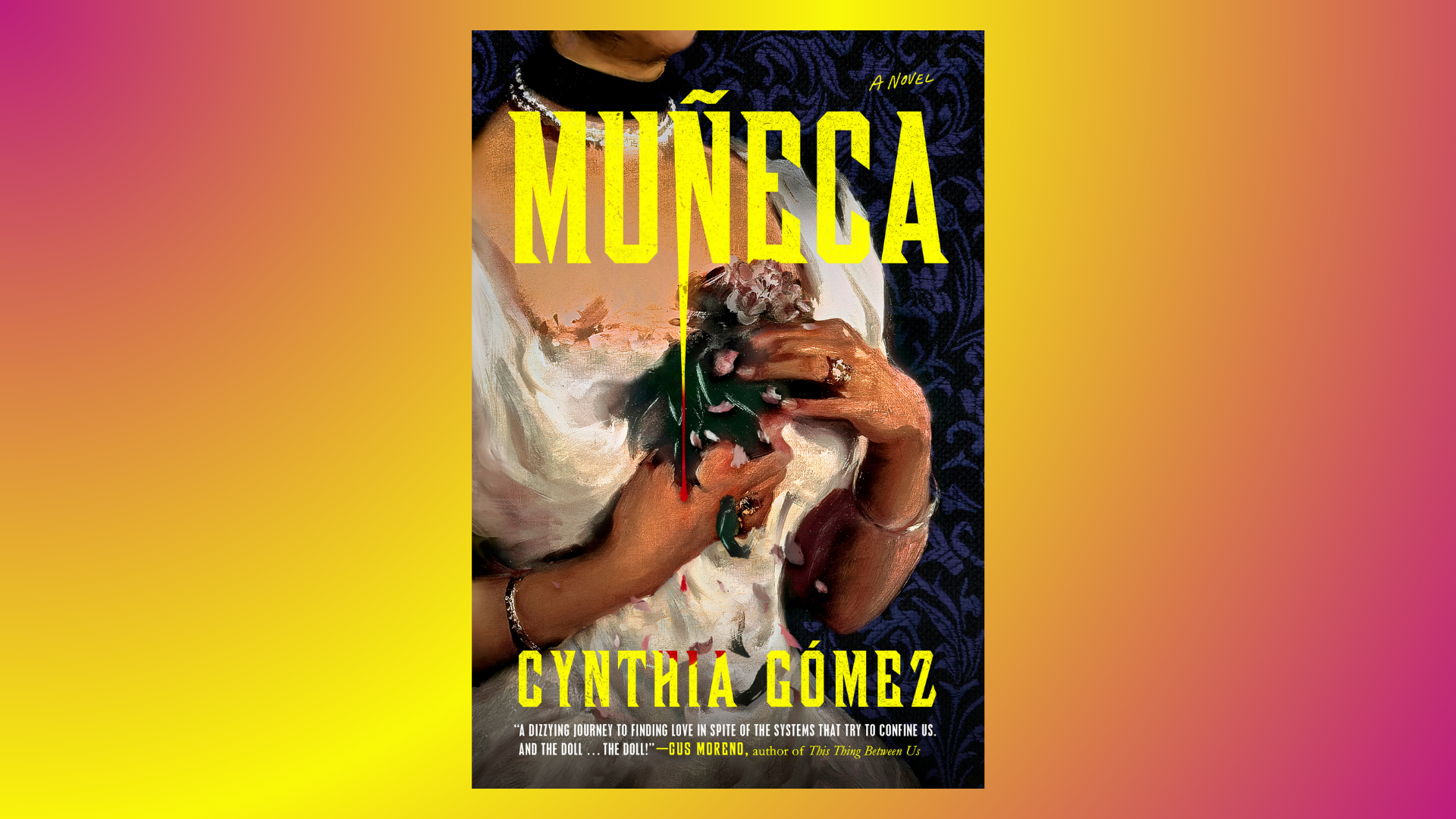 book cover on gradient background