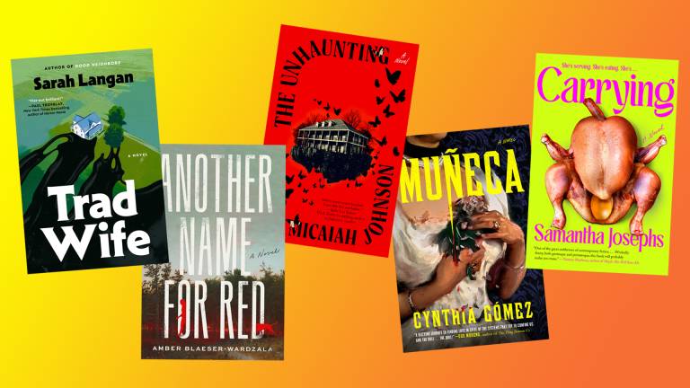 five book covers on gradient background