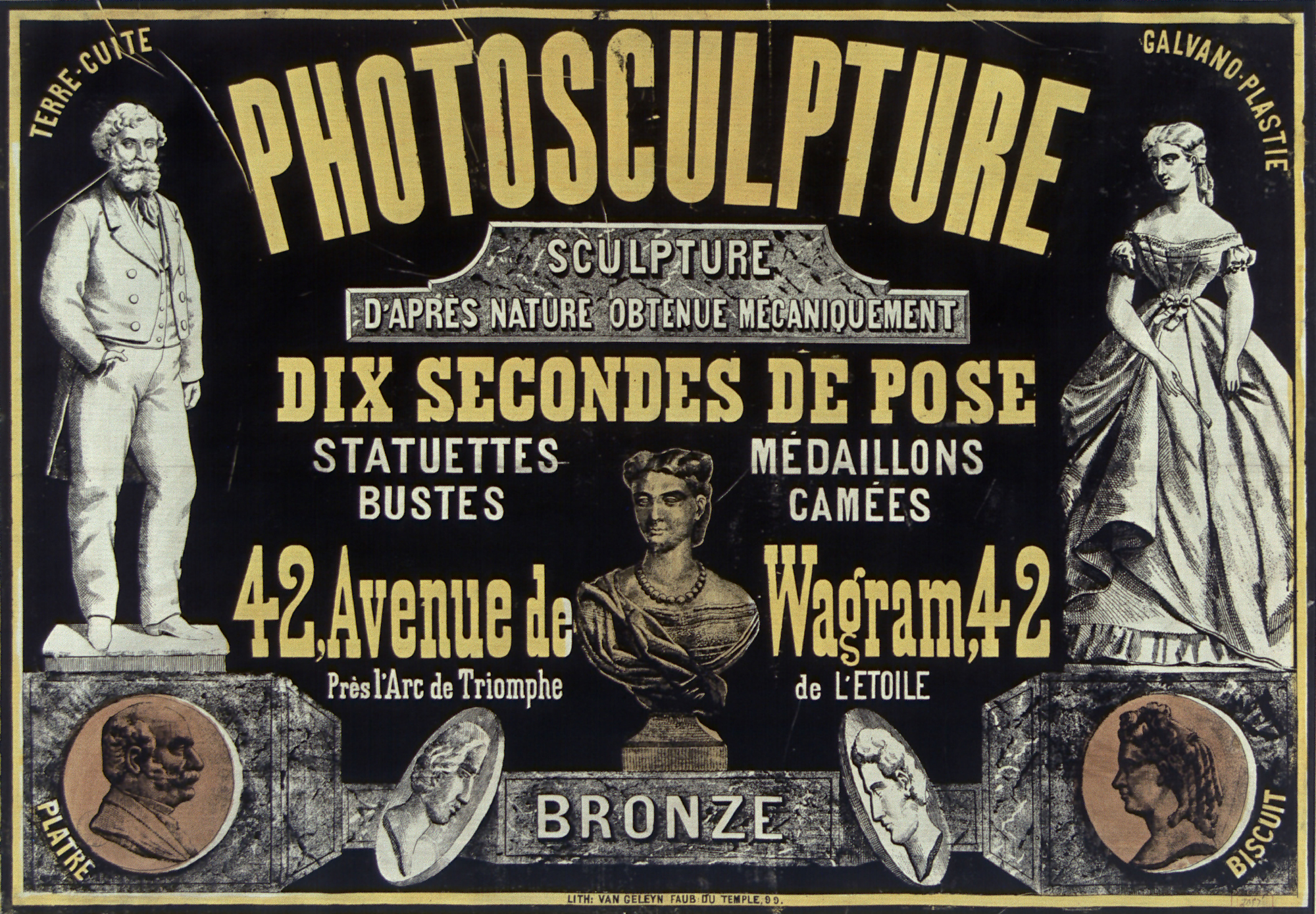 old advertisement in French for photosculpture
