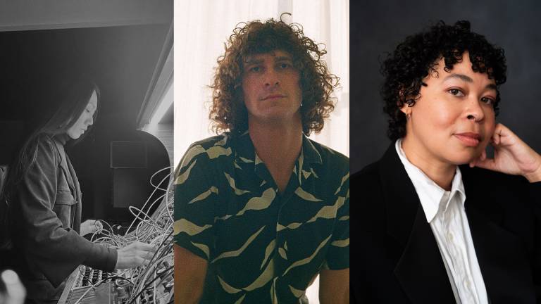 three headshots of artists