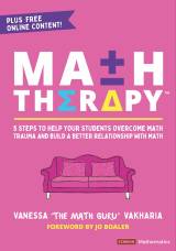 pink book cover for "Math Therapy" by Vanessa Vakharia