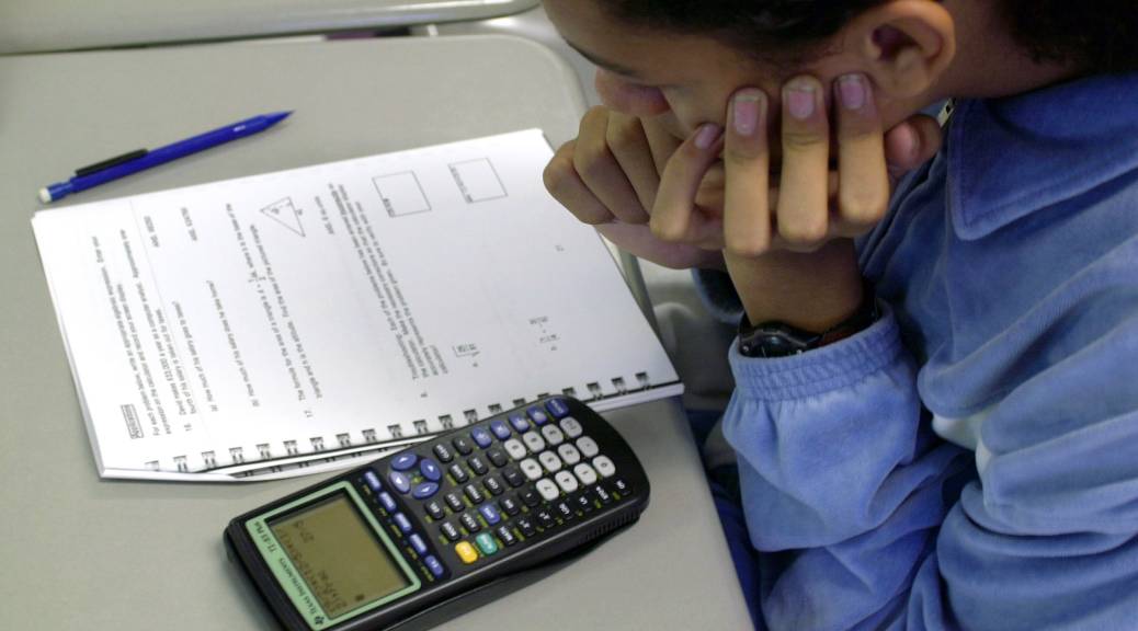 Student works on algebra problem