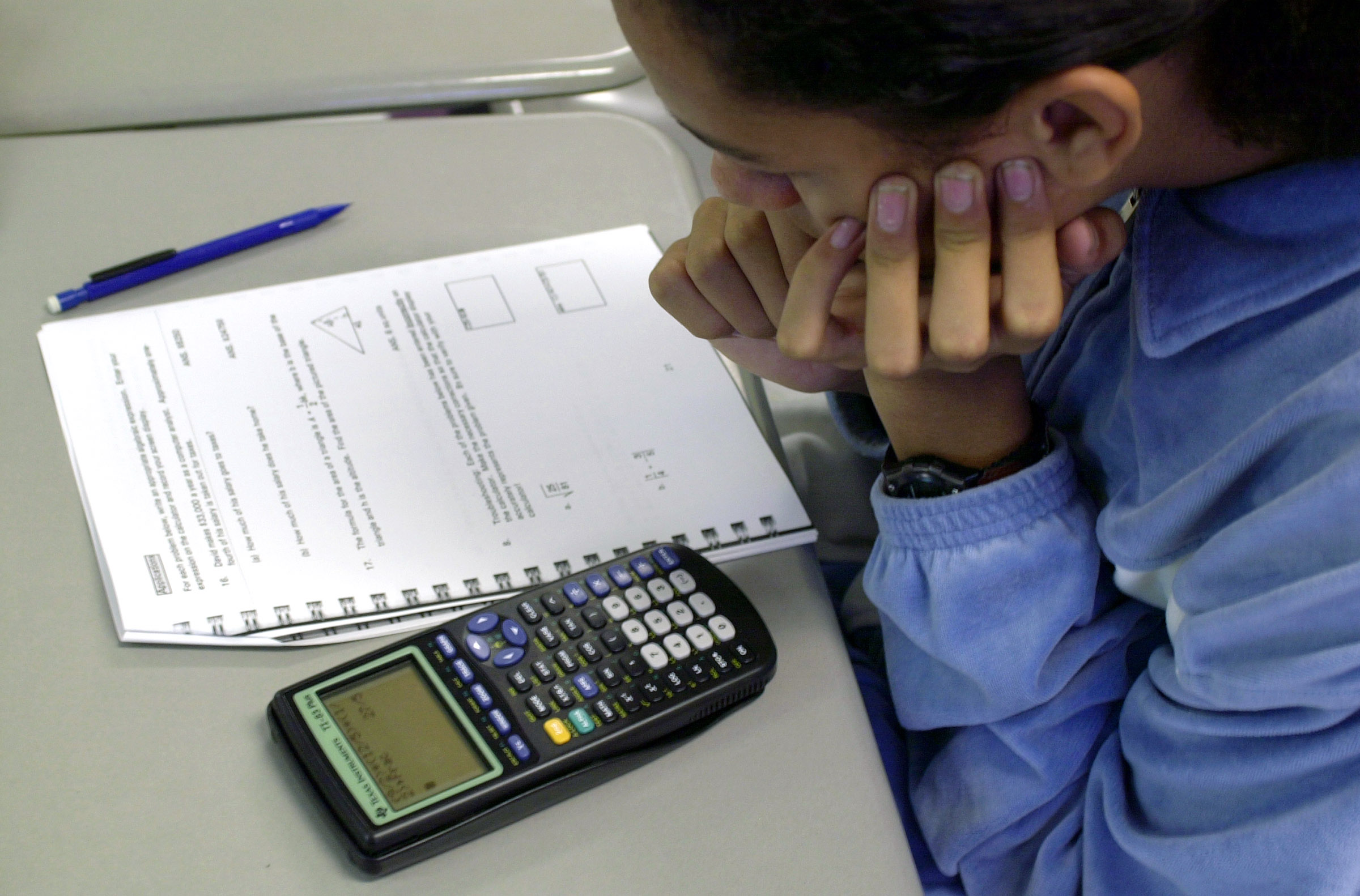 Student works on algebra problem