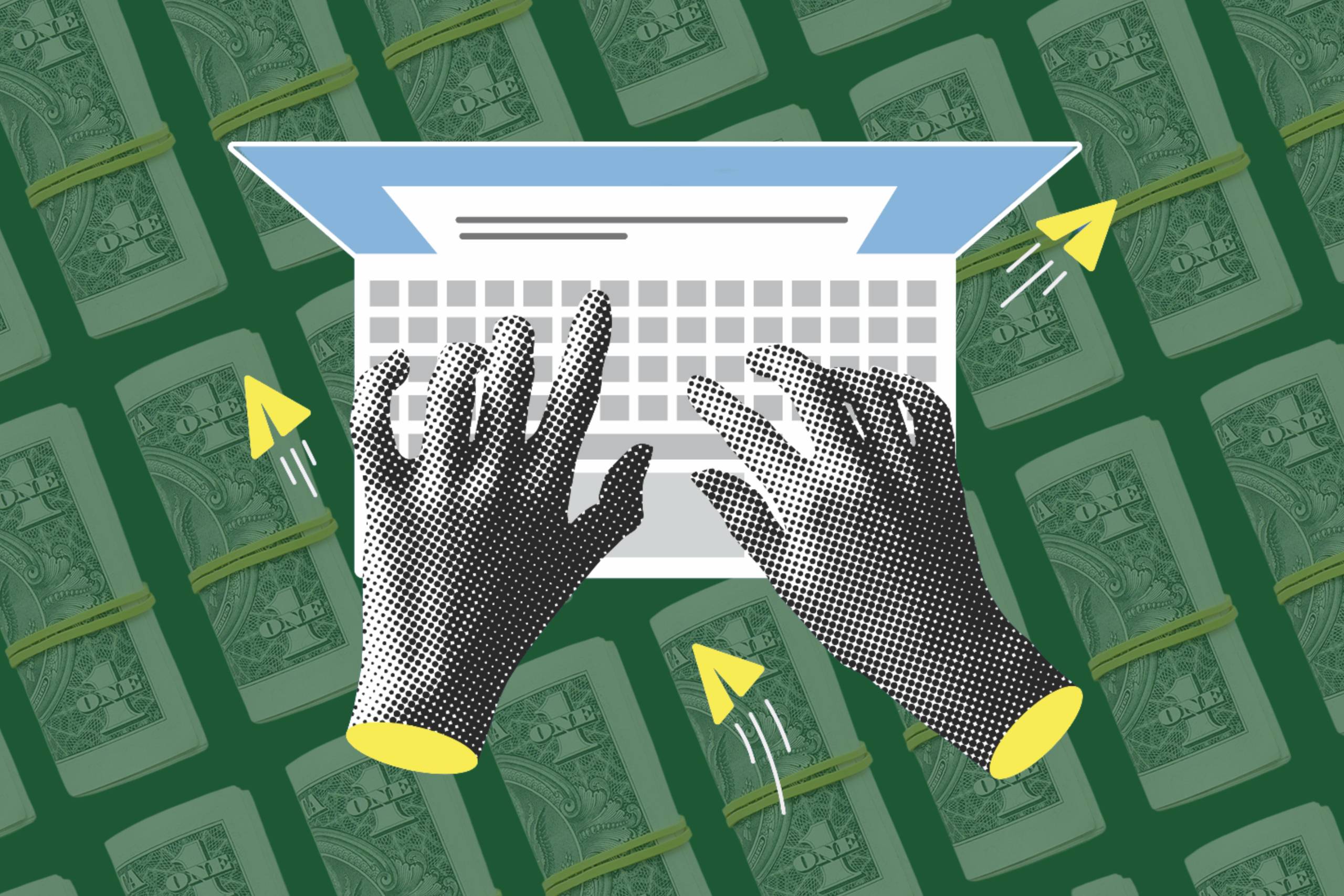 Collage of hands typing on a computer