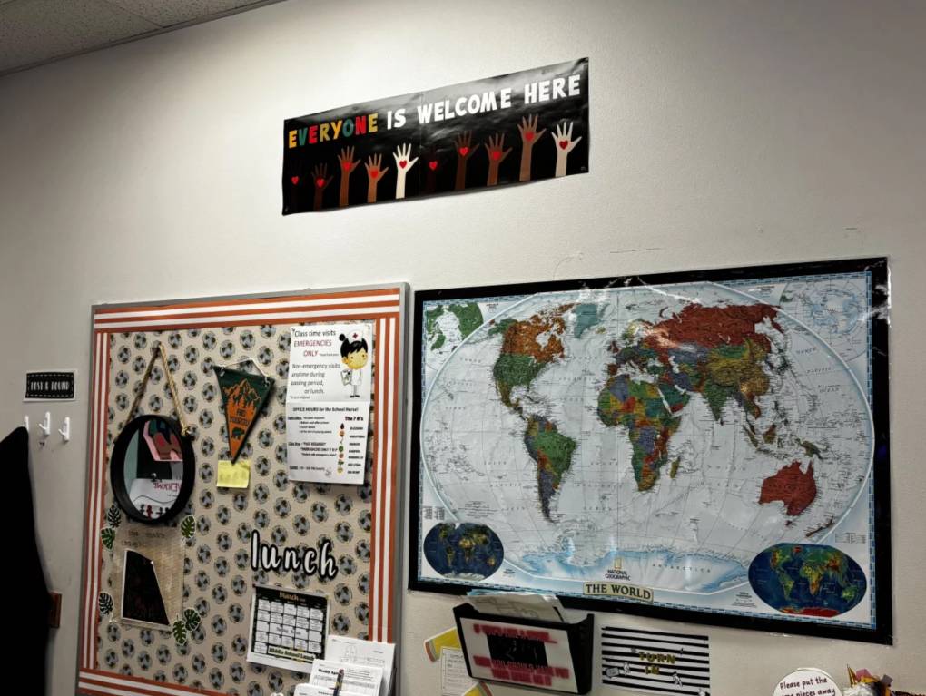 Posters on a classroom wall