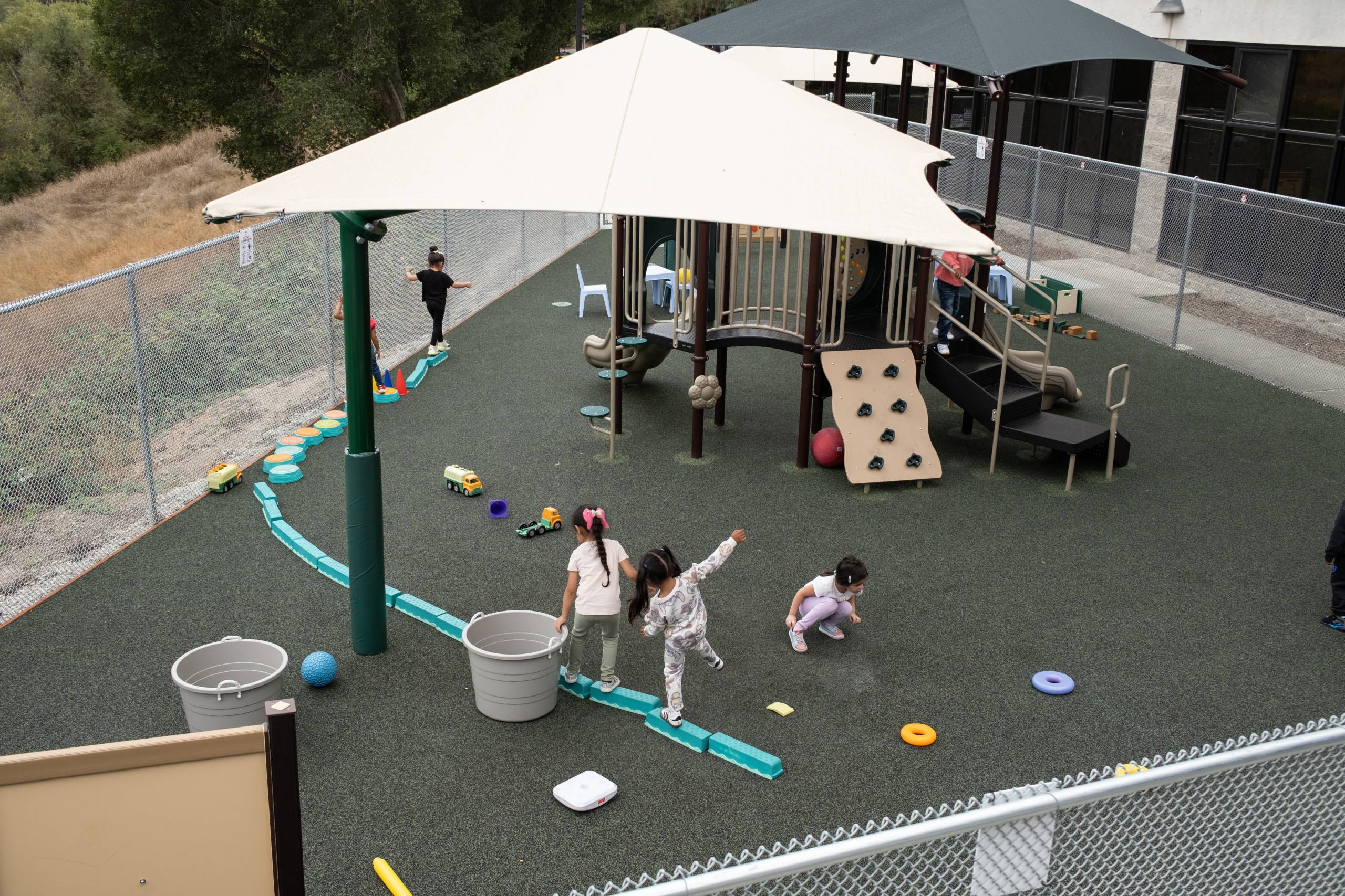 Kids play at a playground