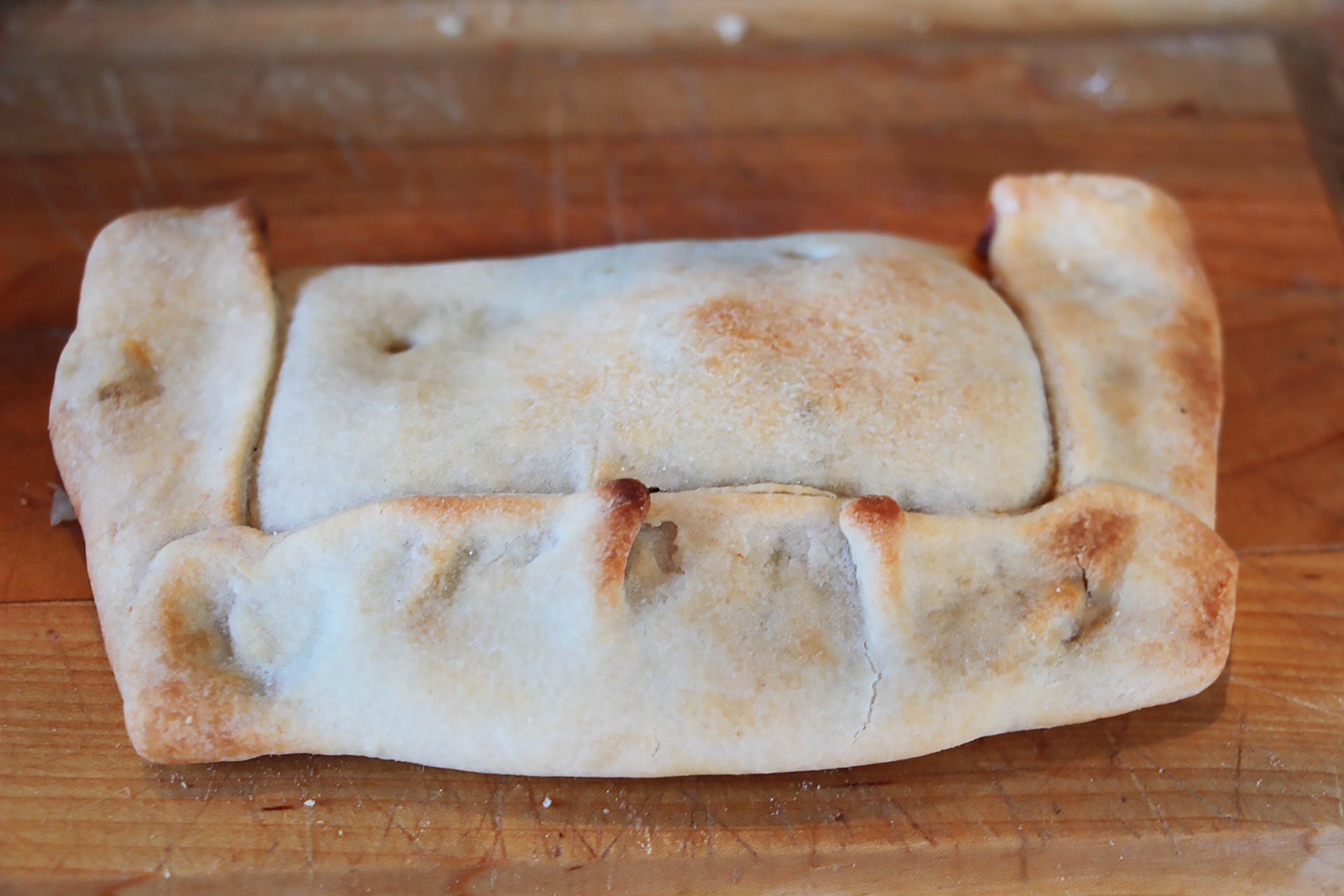 The vegan empanada, whose main ingredient is Yves Meatless soy-based meat substitute.