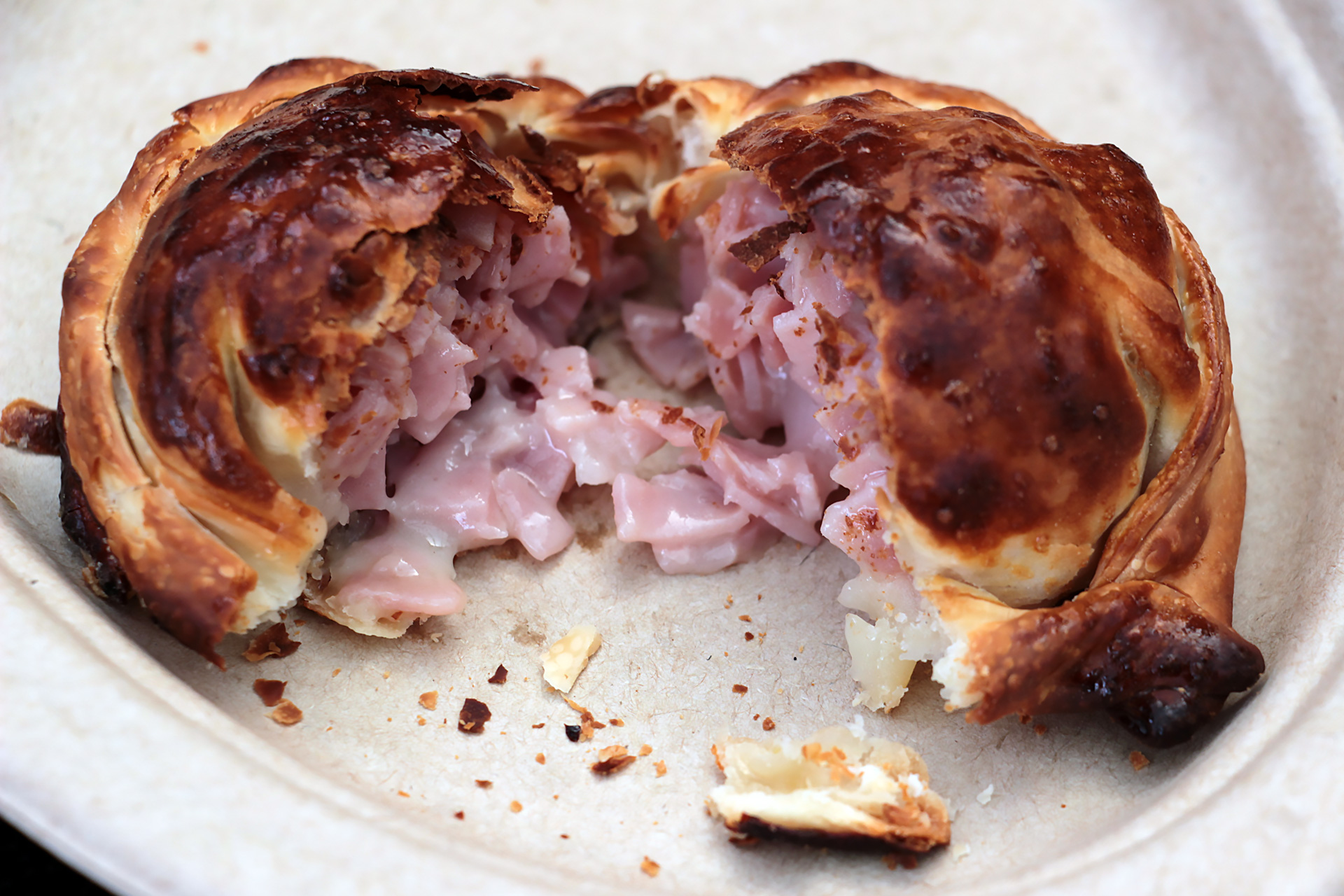 Ham and cheese empanada interior
