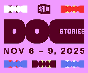 Doc Stories Nov 6-9, 2025 on a purple banner with different colored soundwaves.