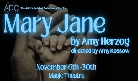 Poster promoting "Mary Jane" with adult hands holding baby hands in the background