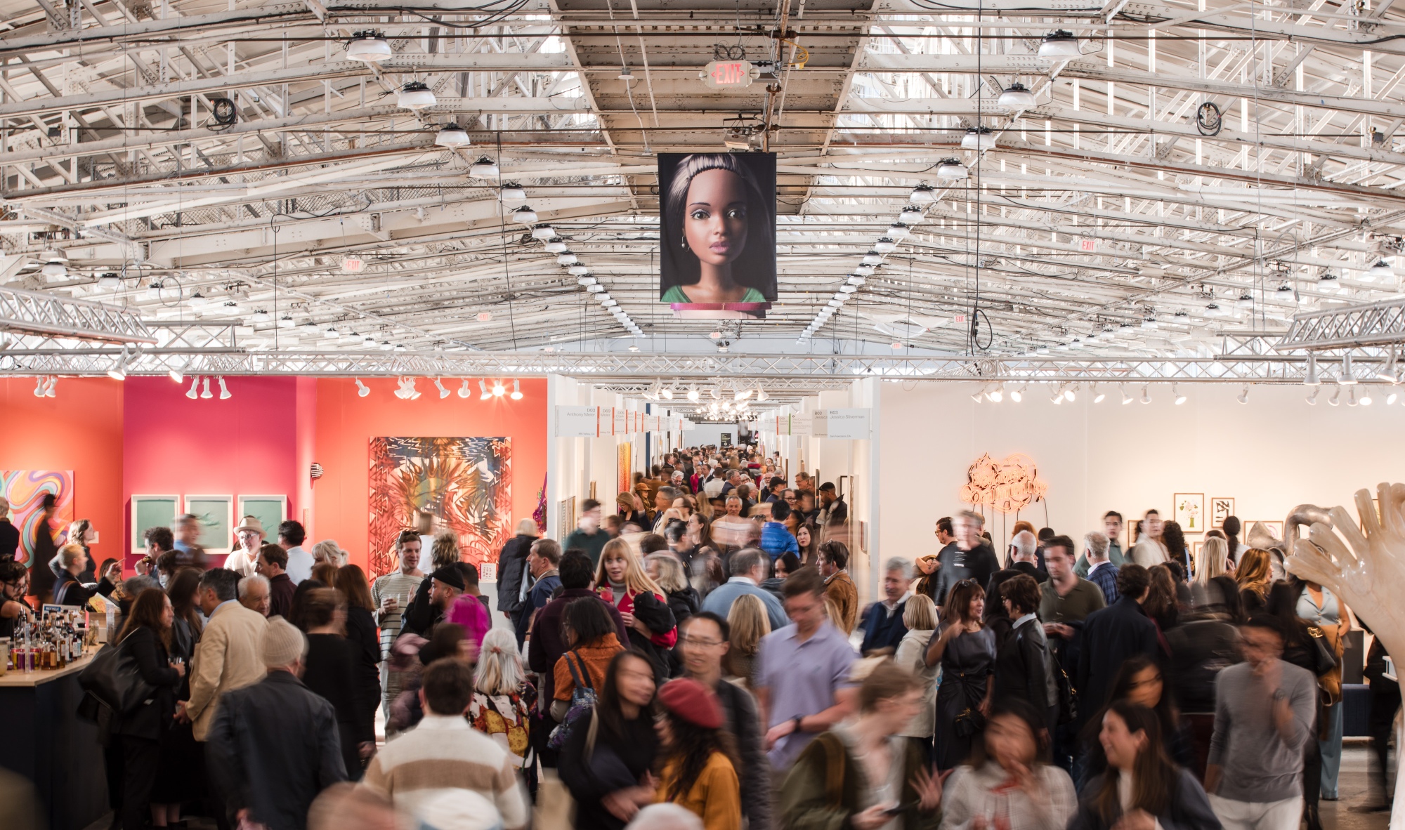Packed crowd at an art fair