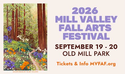 Banner promoting Mill Valley Fall Arts Festival with image of a forest on the left