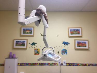A dental pediatric exam room at Tiburcio Vasquez Health Center in Hayward.