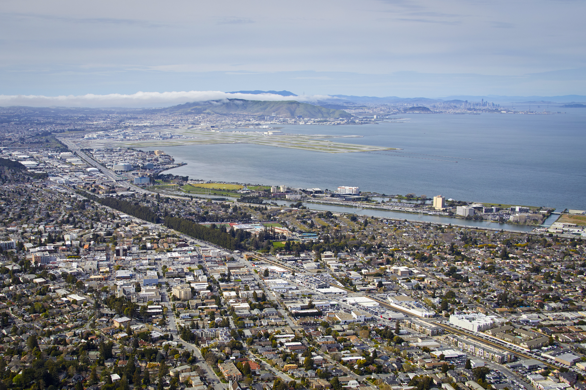 An aerial view of a city.