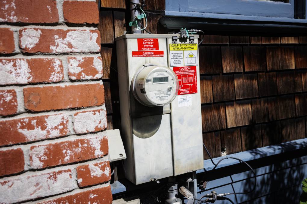 A gas meter outside a home.
