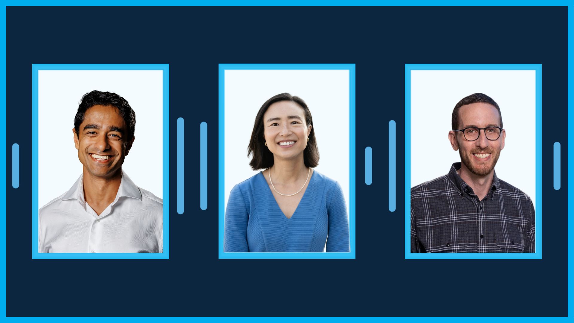 From left to right: Saikat Chakrabarti, Connie Chan, and Scott Wiener, candidates for California's District 11 congressional seat.